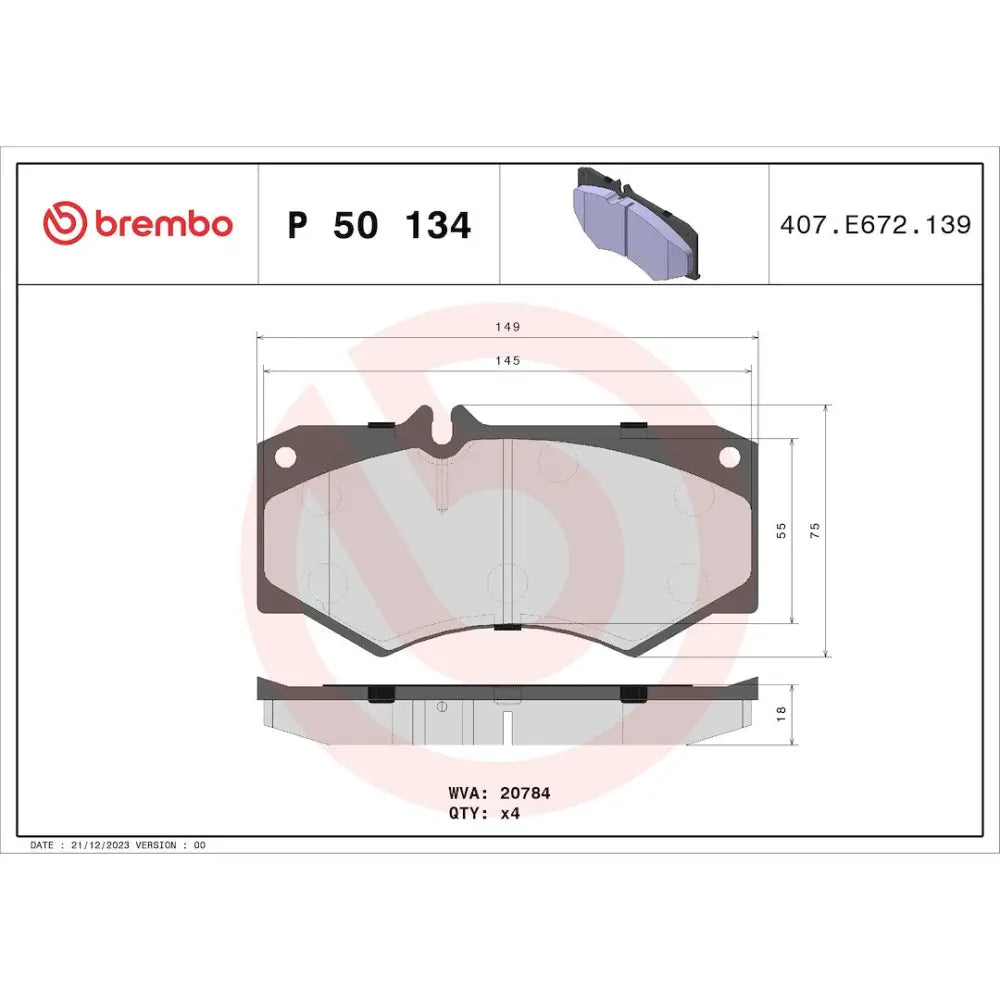 Brembo Premium Low-Met OE Equivalent Pad Brake Pad P50134 - Disc Set