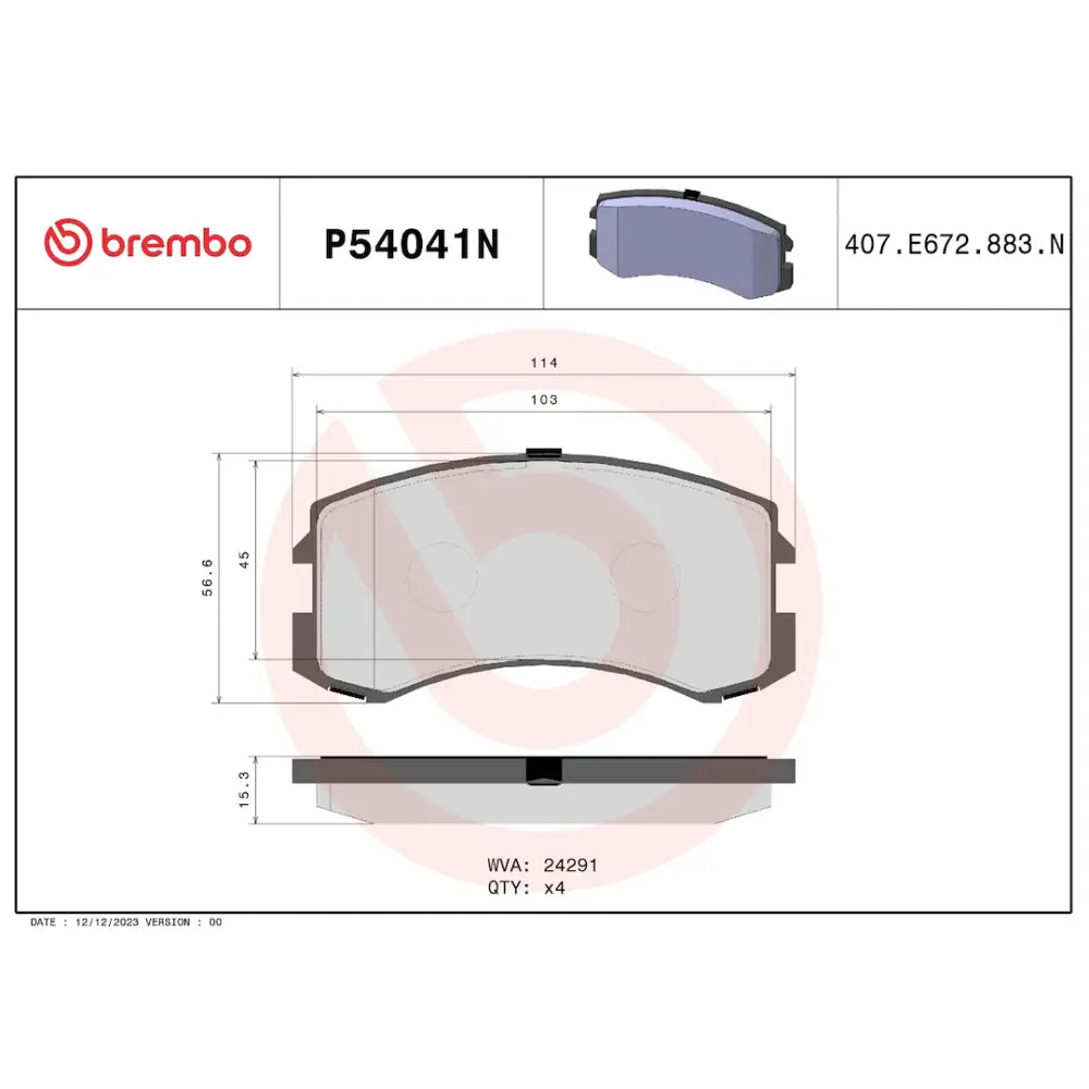 Brembo Premium Low-Met OE Equivalent Pad Brake Pad P54041N - Disc Set