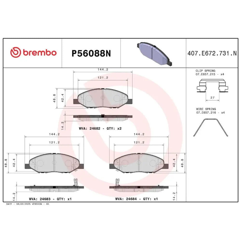 Brembo Premium Low-Met OE Equivalent Pad Brake Pad P56088N - Disc Set