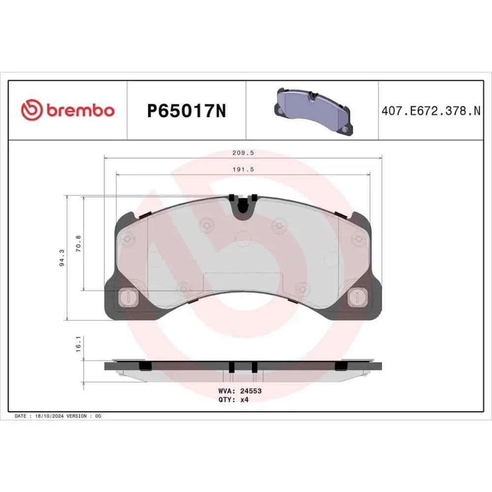 Brembo Premium Low-Met OE Equivalent Pad Brake Pad P65017N - Disc Set