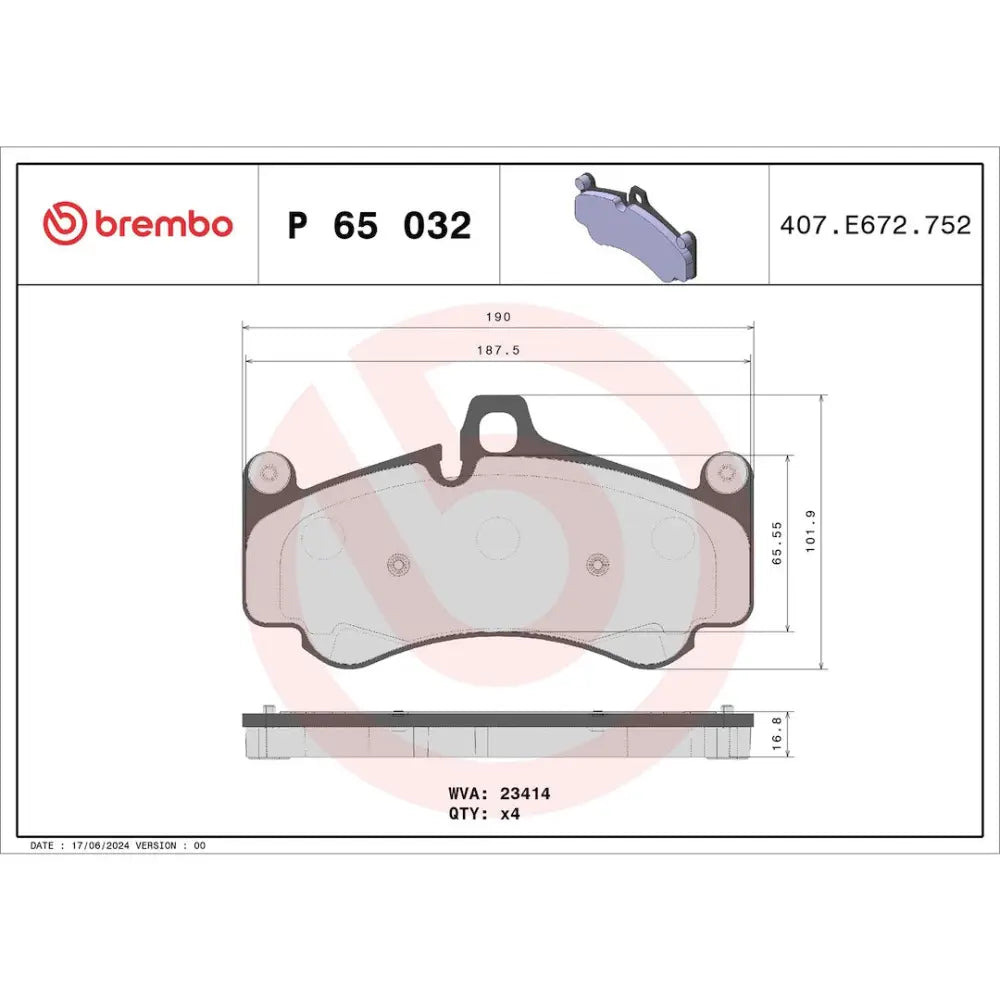 Brembo Premium Low-Met OE Equivalent Pad Brake Pad P65032 - Disc Set