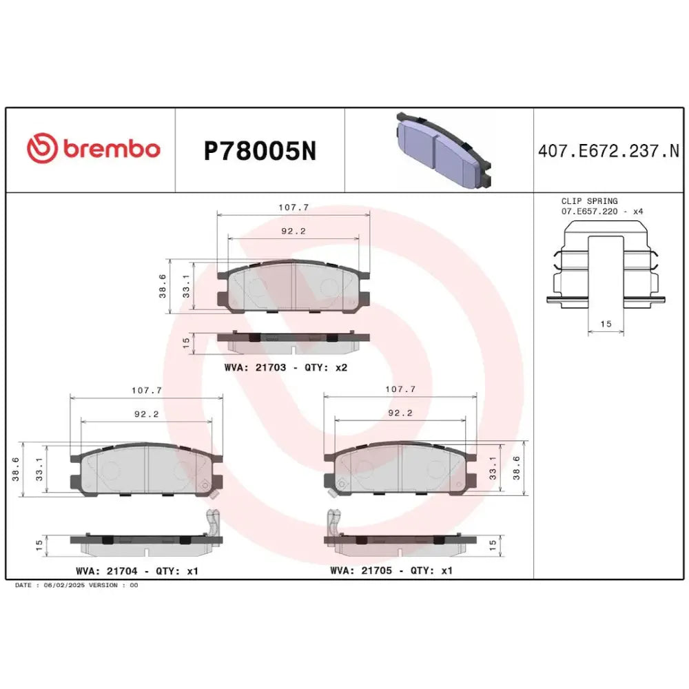 Brembo Premium Low-Met OE Equivalent Pad Brake Pad P78005N - Disc Set