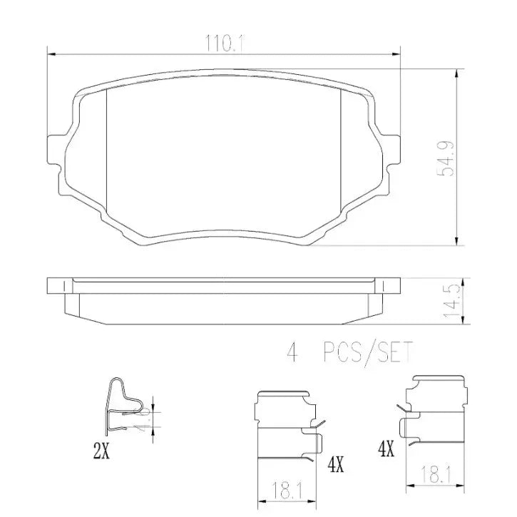 Brembo Premium Low-Met OE Equivalent Pad Brake Pad P79009N - Disc Set