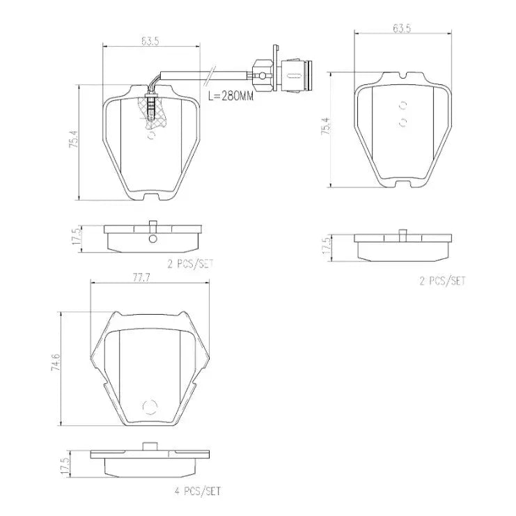 Brembo Premium Low-Met OE Equivalent Pad Brake Pad P85054N - Disc Set