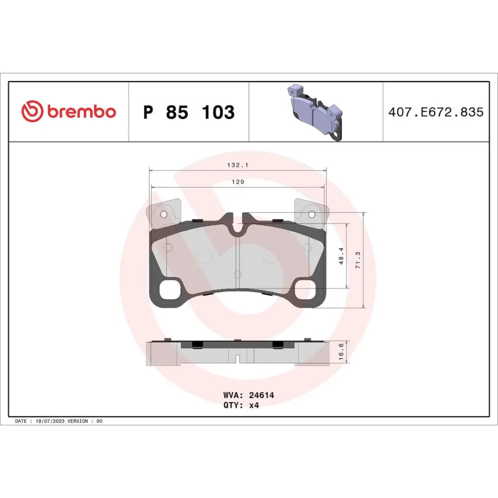 Brembo Premium Low-Met OE Equivalent Pad Brake Pad P85103 - Disc Set