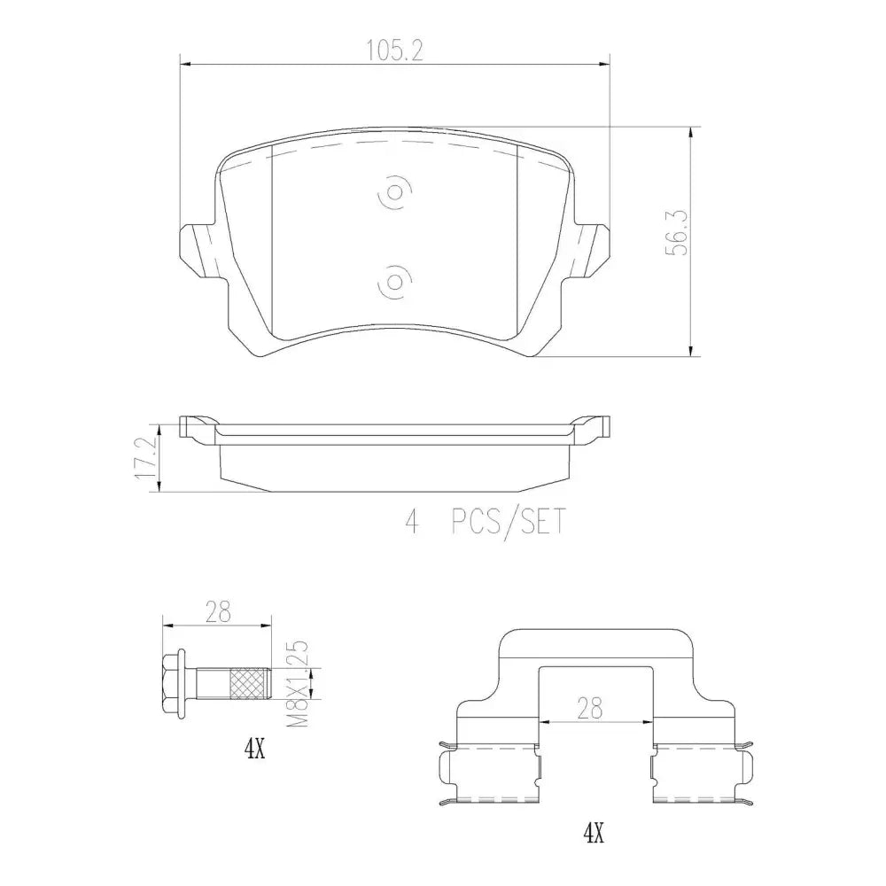 Brembo Premium Low-Met OE Equivalent Pad Brake Pad P85108N - Disc Set