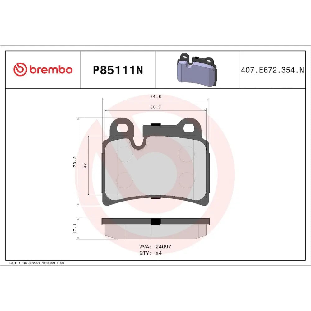 Brembo Premium Low-Met OE Equivalent Pad Brake Pad P85111N - Disc Set