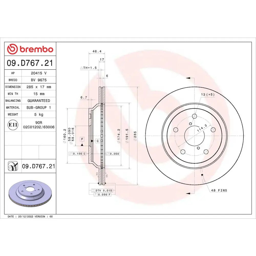 Brembo Rust-Resistant Coating Brake Rotor 09D76721C02 - Disc
