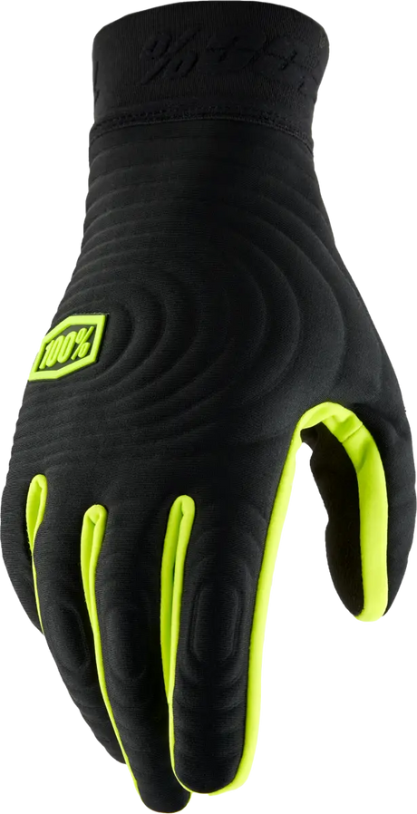 Brisker Xtreme Gloves Black/Fluo Yellow Sm; low-profile, insulated for cold weather; perfect for RV, automotive, powersports, off-road, marine activities; ideal for exterior and interior use, truck accessories, and apparel; enhances grip and dexterity.