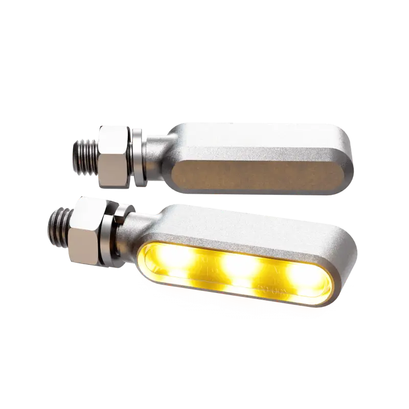 HIGHSIDER Bronx Led Turn Signal Pair Silver for Powersports