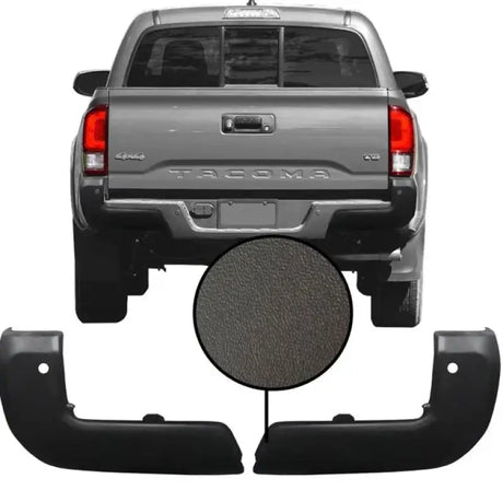 Gray Toyota Tacoma rear with black bumper end caps, featuring the ecoological textured black TPO overlay