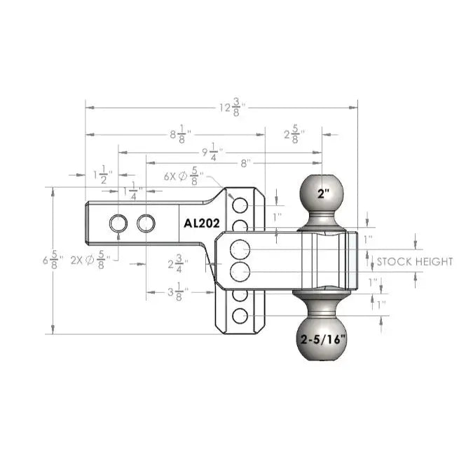 Bulletproof Limited Lifetime Warranty Trailer Hitch Ball Mount AL202 - Bph Aluminum Shank Drop Rise