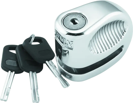 Shiny bully lock disc chrome with keys for secure bike protection