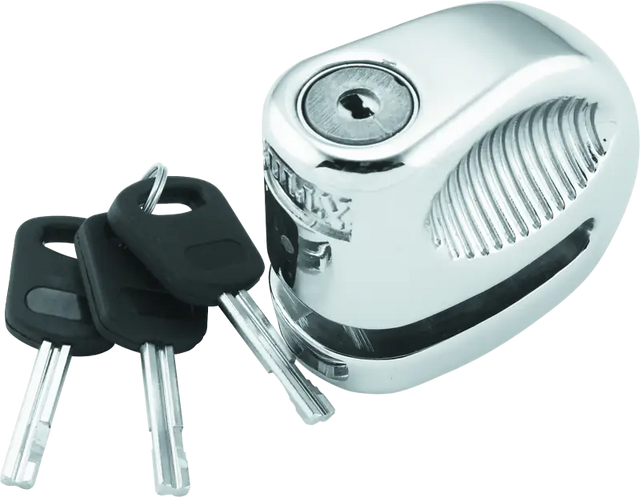 Shiny bully lock disc chrome with keys for secure bike protection