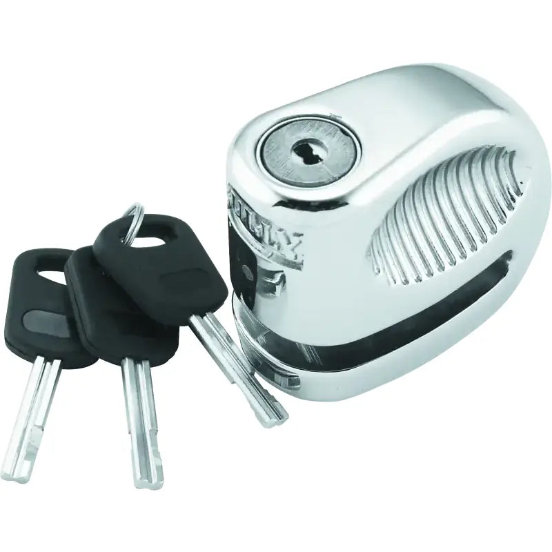 Shiny bully lock disc chrome with keys for secure bike protection