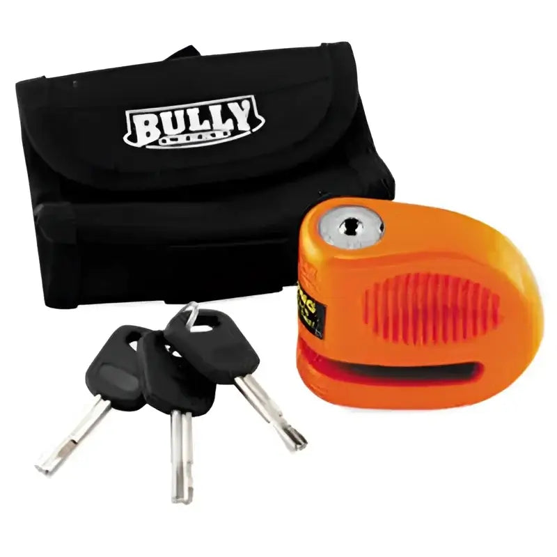 Motorcycle lock disc orange with keys and pouch for secure riding Bullet Lock Disc Orange