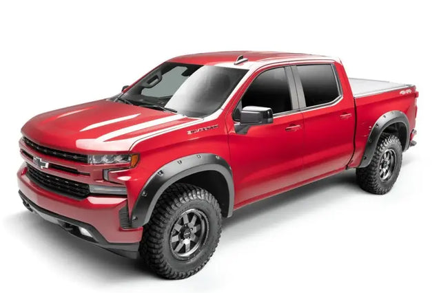 Bushwacker 19-23 Chevrolet Silverado 1500 (Excl. ZR2) Pocket Style Fender Flares 4pc - Smooth Black - & Trim