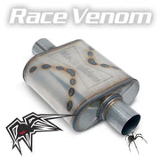 Black Widow Race Venom BW0011-C 3.5" Center/Center Exhaust System featuring sleek design and superior performance. Ideal for racing enhancements and improved exhaust sound.
