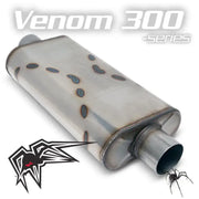 Black Widow Venom 300 series muffler in silver with black accents
