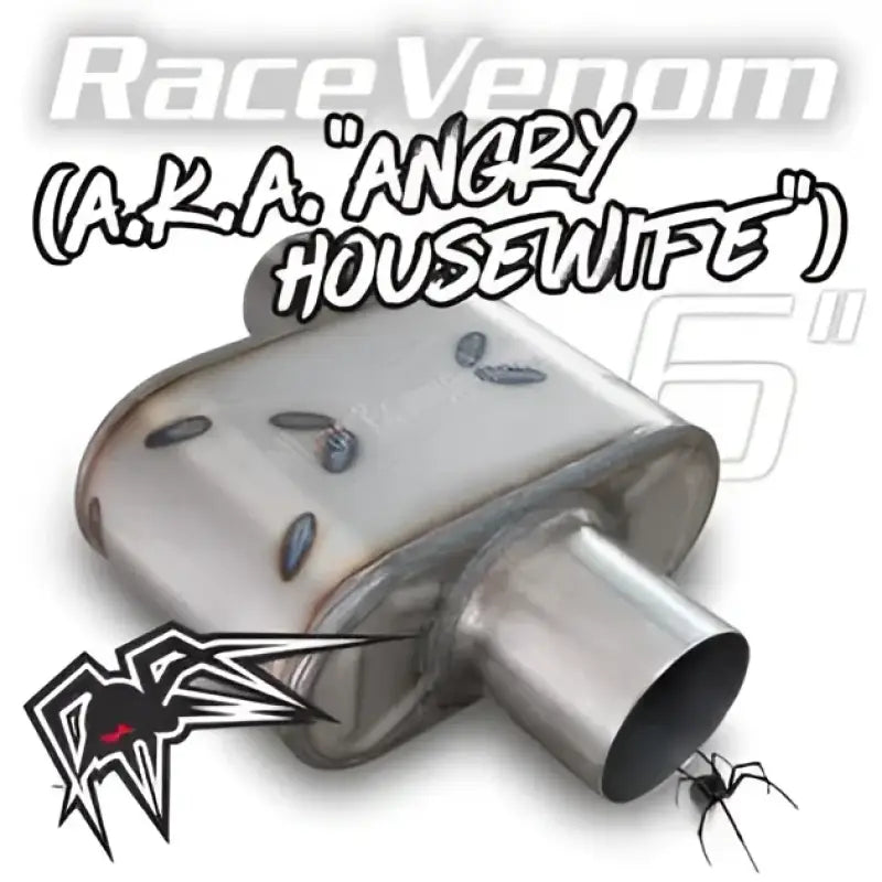BWAHW25-P Black Widow Race Venom 6' - 2.5' Offset/Center exhaust system with sleek black finish and Black Widow logo.