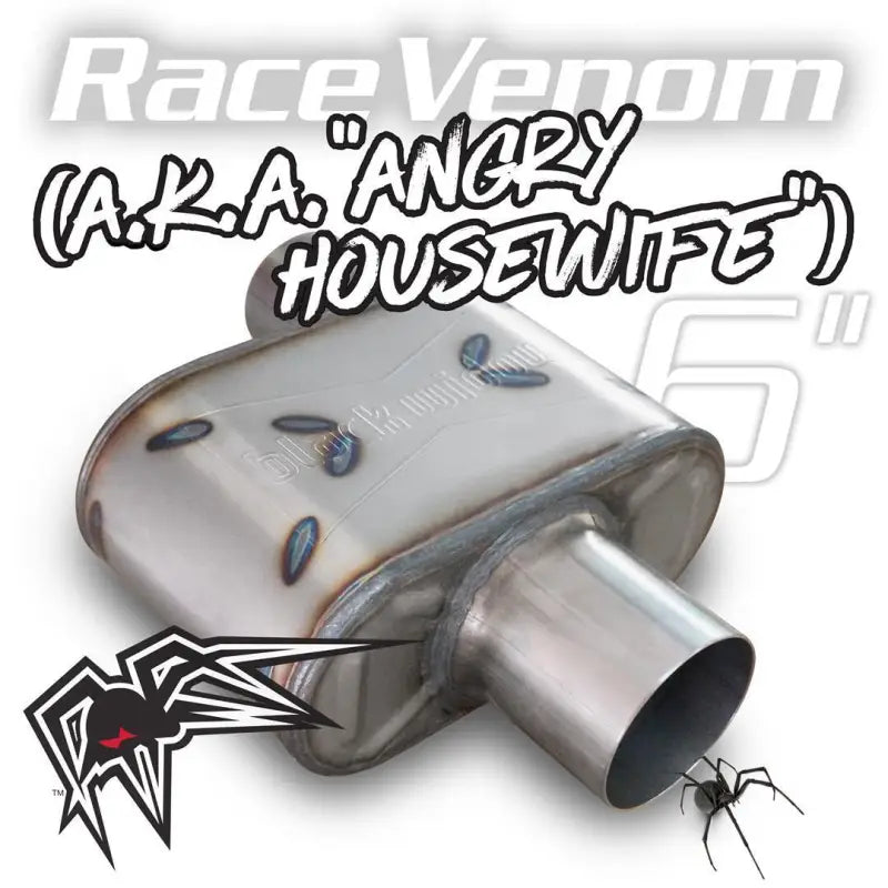 Black Widow Race Venom 6' - 3' Offset/Center Exhaust System with sleek black finish and high-quality construction.