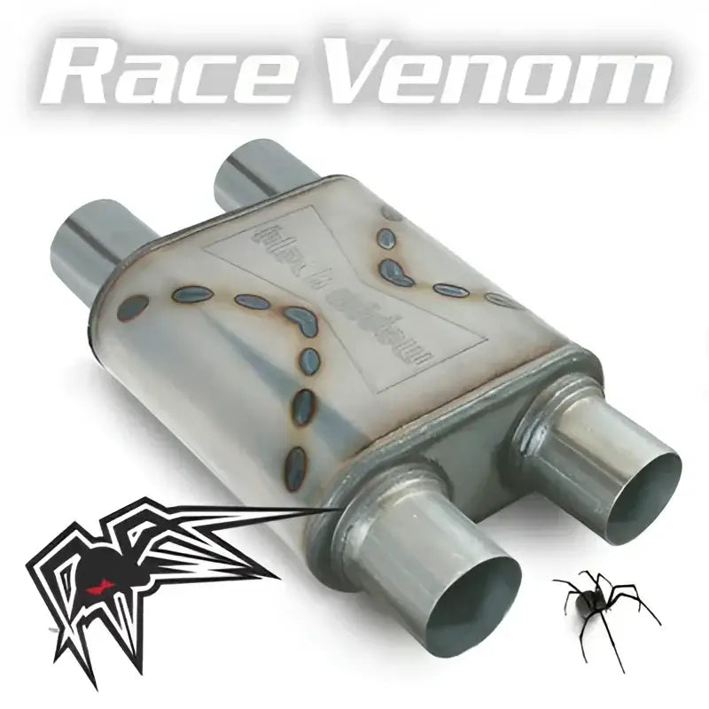 Black Widow Race Venom BWDDR-22 Dual 2.5' exhaust system, premium performance exhaust with race-inspired sound and high-grade materials.