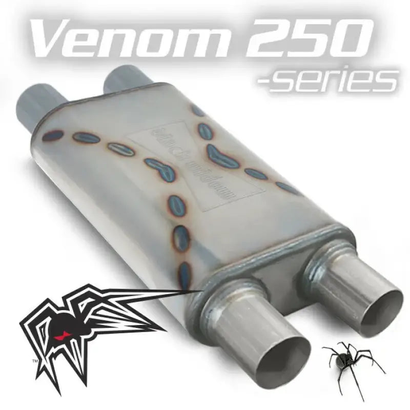 Stainless steel muffler from BWDDV2-33 Black Widow Venom 250-Series 3’ Dual/Dual