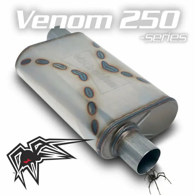 Stainless steel muffler for BWOOV2-33 Black Widow Venom 250-Series 3, offset design