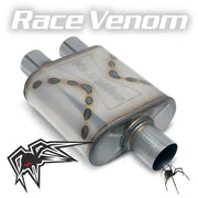 "BWSDR-32 Black Widow Race Venom 3' Single/2.5' Dual exhaust system with sleek design, featuring optimal exhaust dynamics for sports and performance vehicles."