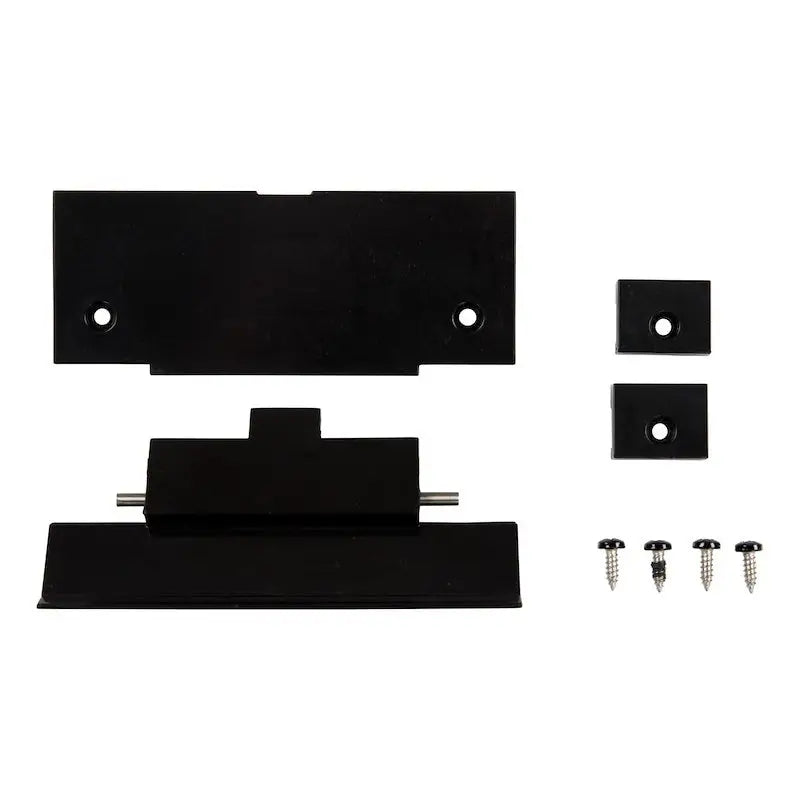Black plastic door latch mounting bracket kit with screws for Furrion Door Latch Parts Package