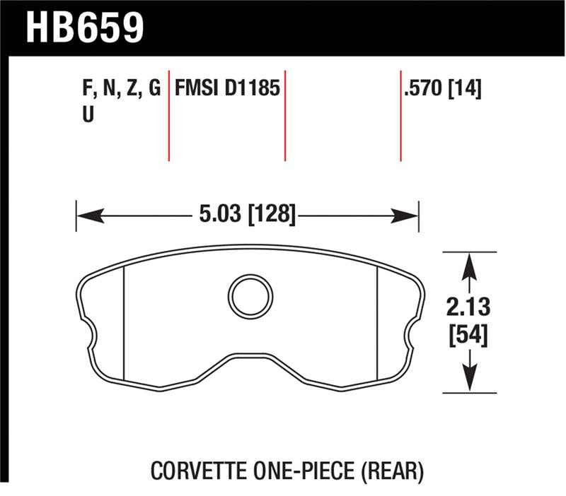 Hawk Performance HB659G.570 Hawk 10-12 Chevrolet Corvette Grand Sport / 06-12 Corvette Z06 Rear DTC-60 Race Brake Pads