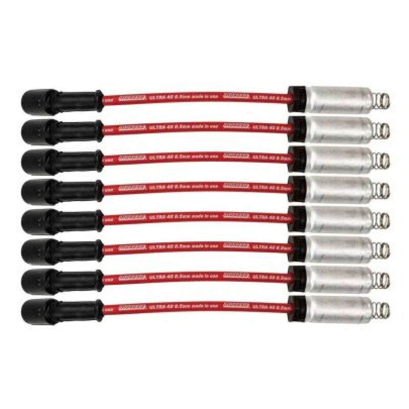 Moroso 73742 Moroso GM LS/LT 8.5mm Ultra 40 11in Long Wire Set w/Alum Heatshield - Red - 73742