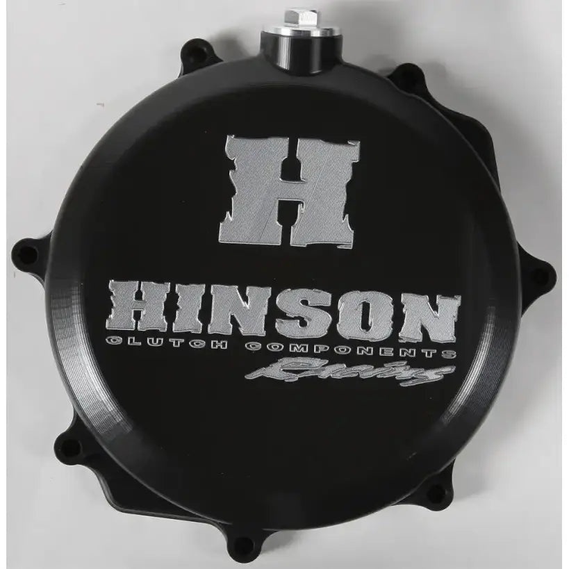 Black motorcycle clutch cover with silver Hinson branding for C268 Hinson clutch LTR450 06-09