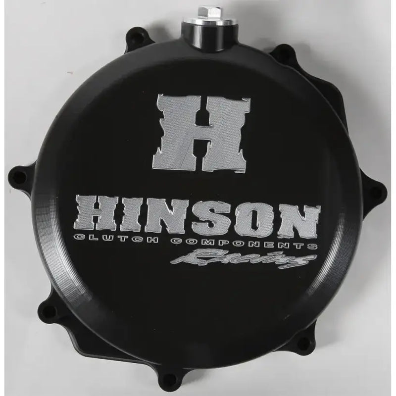 Black motorcycle clutch cover with silver Hinson branding for C268 Hinson clutch LTR450 06-09