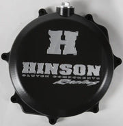 Black motorcycle clutch cover with silver Hinson branding for C268 Hinson clutch LTR450 06-09