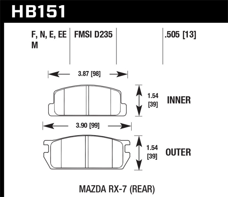 HB151M.505 Hawk Motorsports Pads
