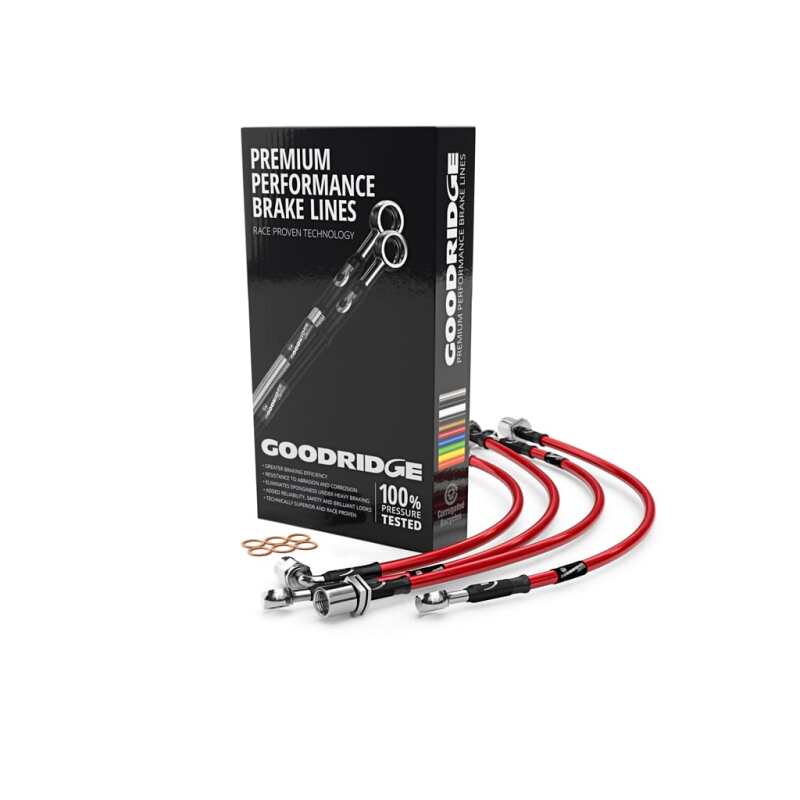 Goodridge 30014-RD Goodridge 05-11 Audi A6 Stainless Steel Brake Lines - Red