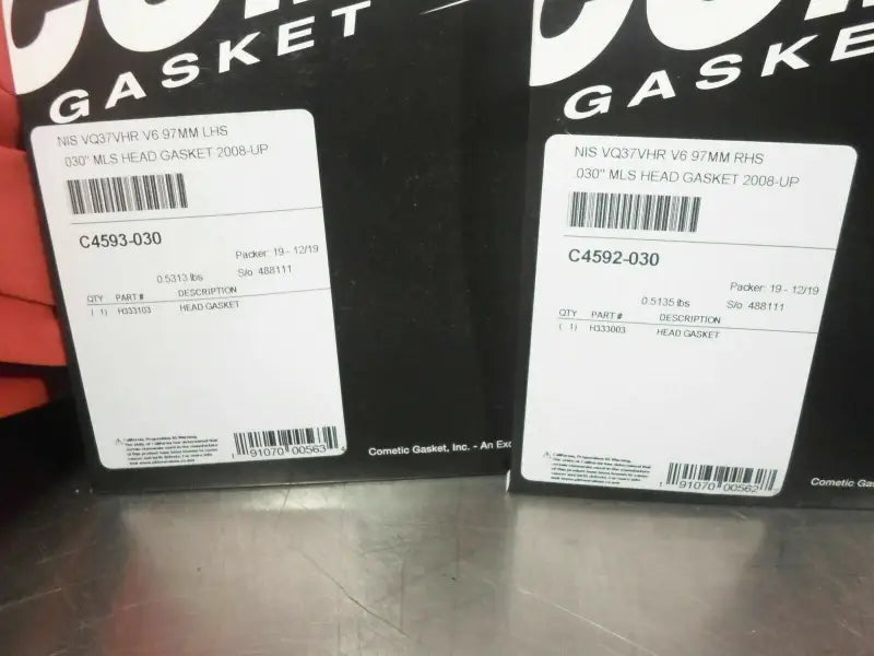 Cometic NIS VQ37VHR C4592-075 gasket with black and white packaging