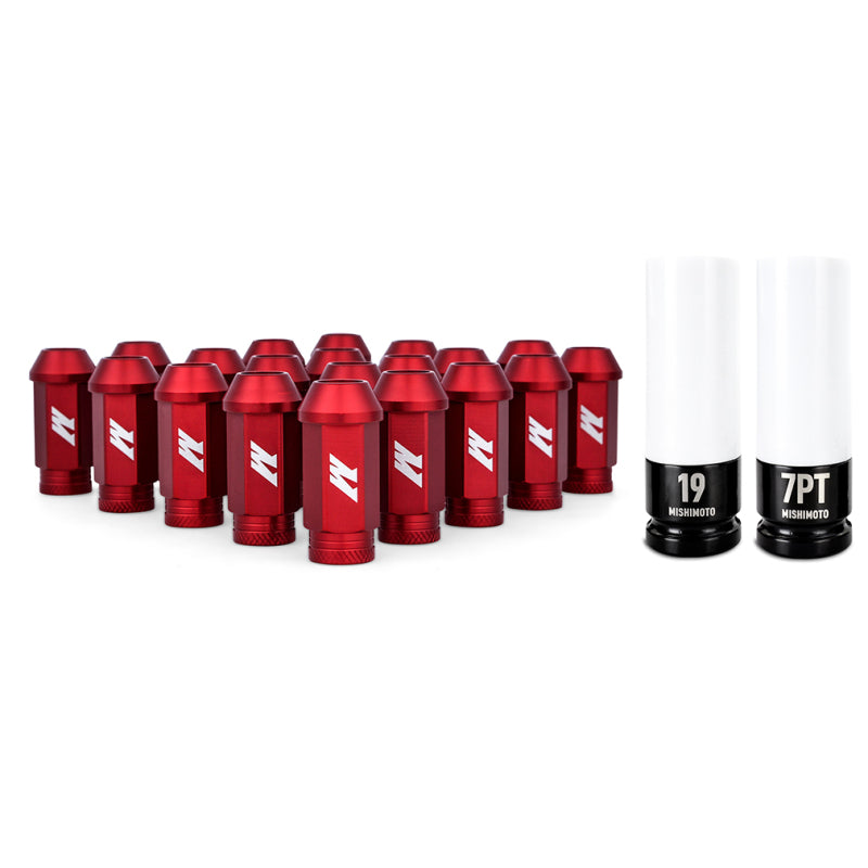 Mishimoto MMLG-15-20LRD Mishimoto Aluminum Locking Lug Nuts M12x1.5 20pc Set Red