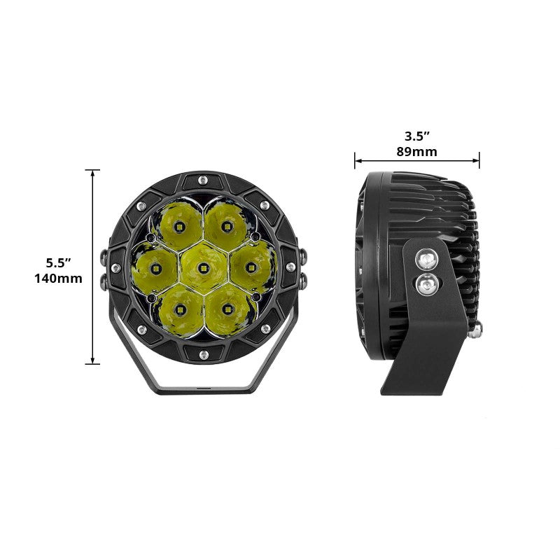 XK Glow Spot Beam Cube Offroad Round Work Light Kit 1pc 5in - XK067005
