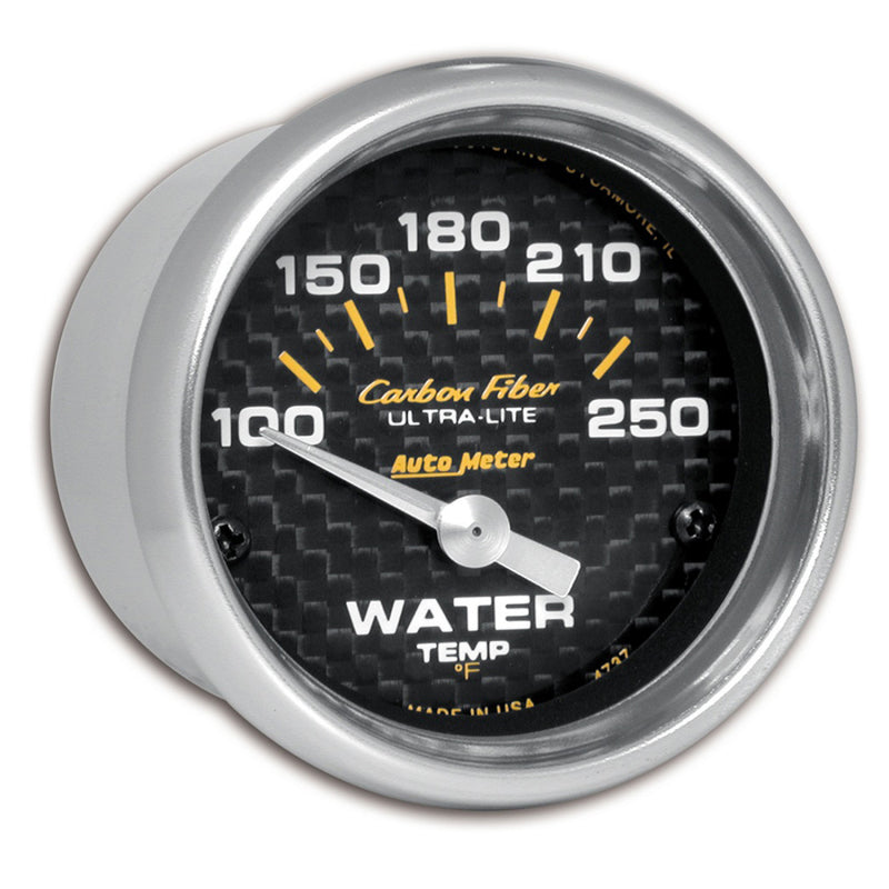 AutoMeter 4737 Autometer Carbon Fiber 52mm 100-250 Deg F Electronic Water Temp Gauge