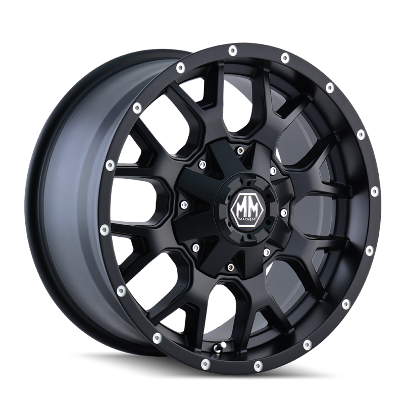 Mayhem 8015-8937MB Mayhem 8015 Warrior 18x9 / 6x135 BP / -12mm Offset / 106mm Hub Matte Black Wheel