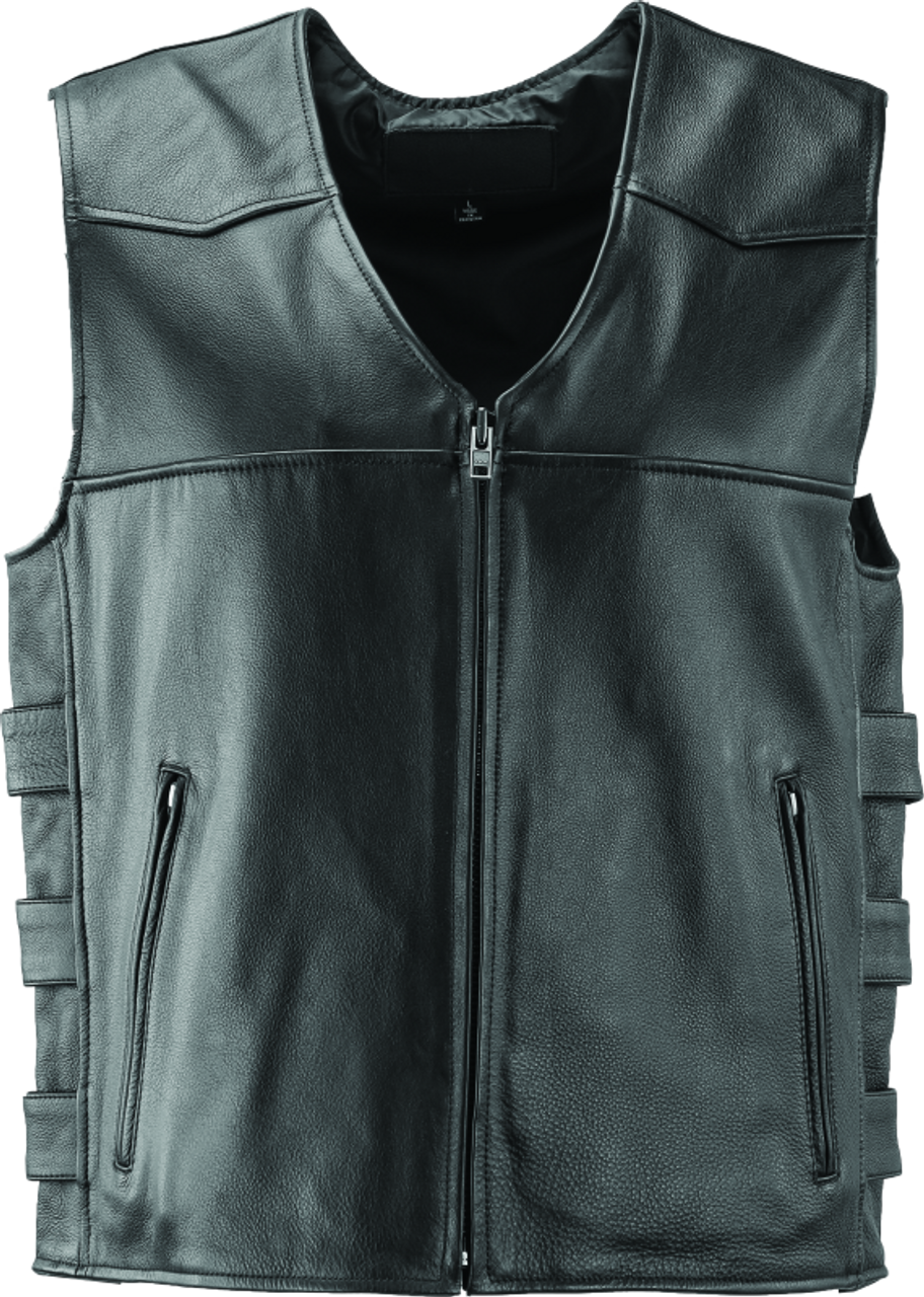 River Road Plains Leather Vest Black - 2XL - 094409