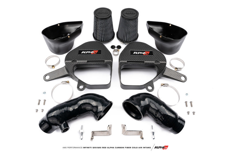 AMS ALP.28.08.0001-2 AMS Performance Infiniti Q50/Q60 Red Alpha Matte Carbon Intake Kit