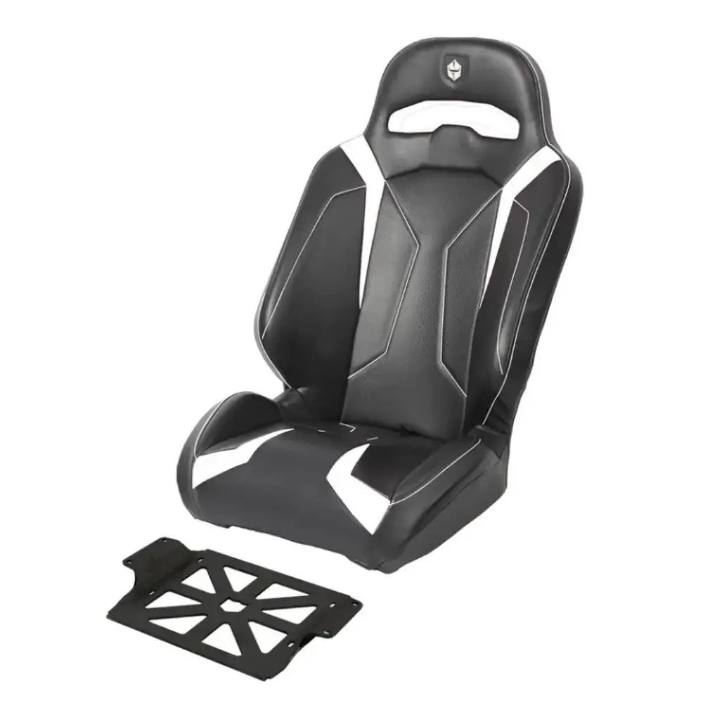Black and white CA162S188WH Pro Armor Le Suspension Seat with mounting bracket
