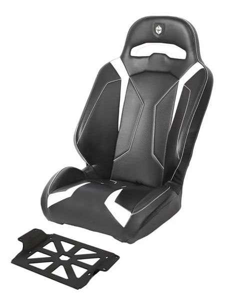 Black and white CA162S188WH Pro Armor Le Suspension Seat with mounting bracket