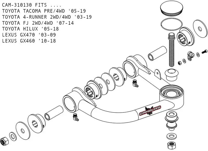 Camburg Toyota Tacoma Pre/4WD 05-23 / 4-Runner 03-23 / FJ 07-14 1.25in Uniball Upper Arms w/ covers - Suspension