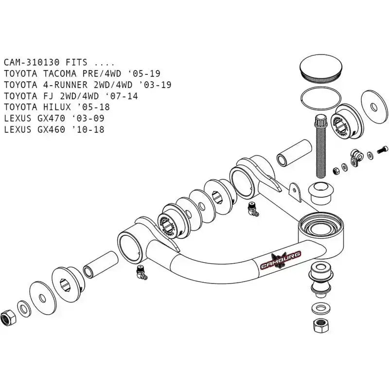 Camburg Toyota Tacoma Pre/4WD 05-23 / 4-Runner 03-23 / FJ 07-14 1.25in Uniball Upper Arms w/ covers - Suspension