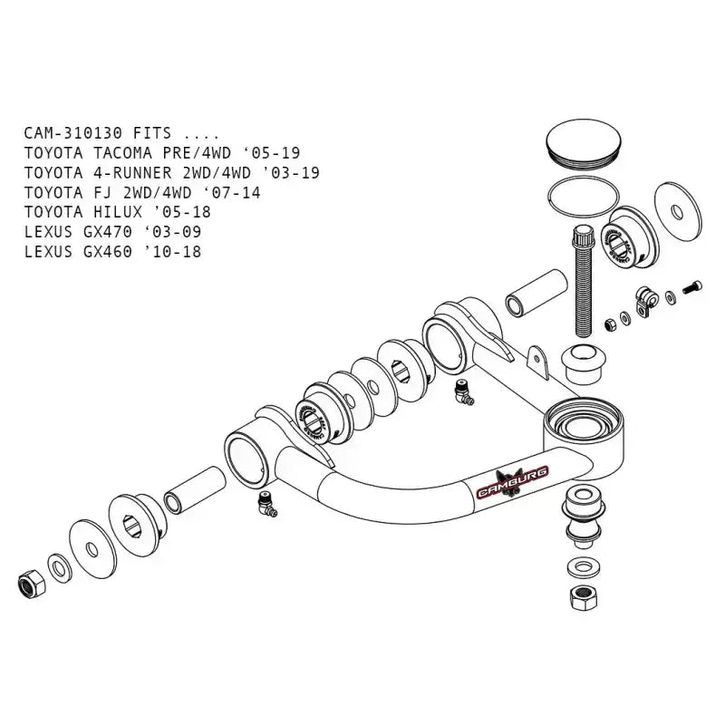 Camburg Toyota Tacoma Pre/4WD 05-23 / 4-Runner 03-23 / FJ 07-14 1.25in Uniball Upper Arms w/ covers - Suspension