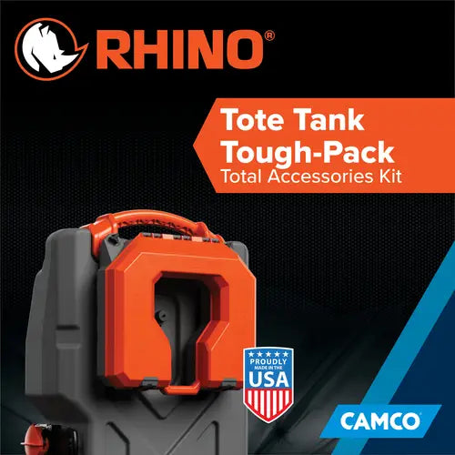 Camco RV Approved Portable Waste Holding Tank Dump Kit 39023 - Rhino Tote Storage Box